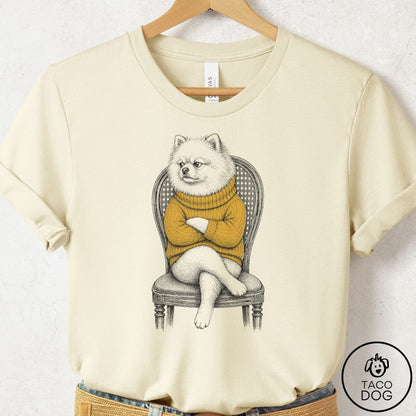 Pomeranian Reluctant Turtleneck T-Shirt Natural Taco-Dog