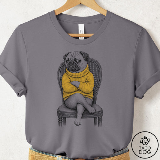 Pug Reluctant Turtleneck T-Shirt Storm Taco-Dog