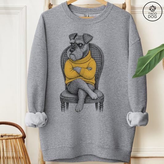 Schnauzer Reluctant Turtleneck Sweatshirt Graphite Heather Taco-Dog