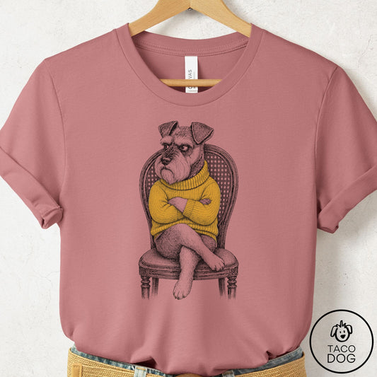 Schnauzer Reluctant Turtleneck T-Shirt Mauve Taco-Dog