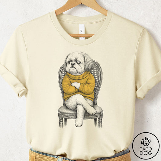 Shih Tzu Reluctant Turtleneck T-Shirt Natural Taco-Dog