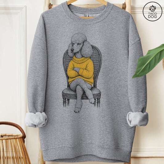 Poodle Reluctant Turtleneck Sweatshirt Graphite Heather Taco-Dog