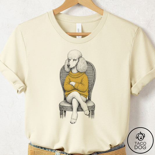 Poodle Reluctant Turtleneck T-Shirt Natural Taco-Dog
