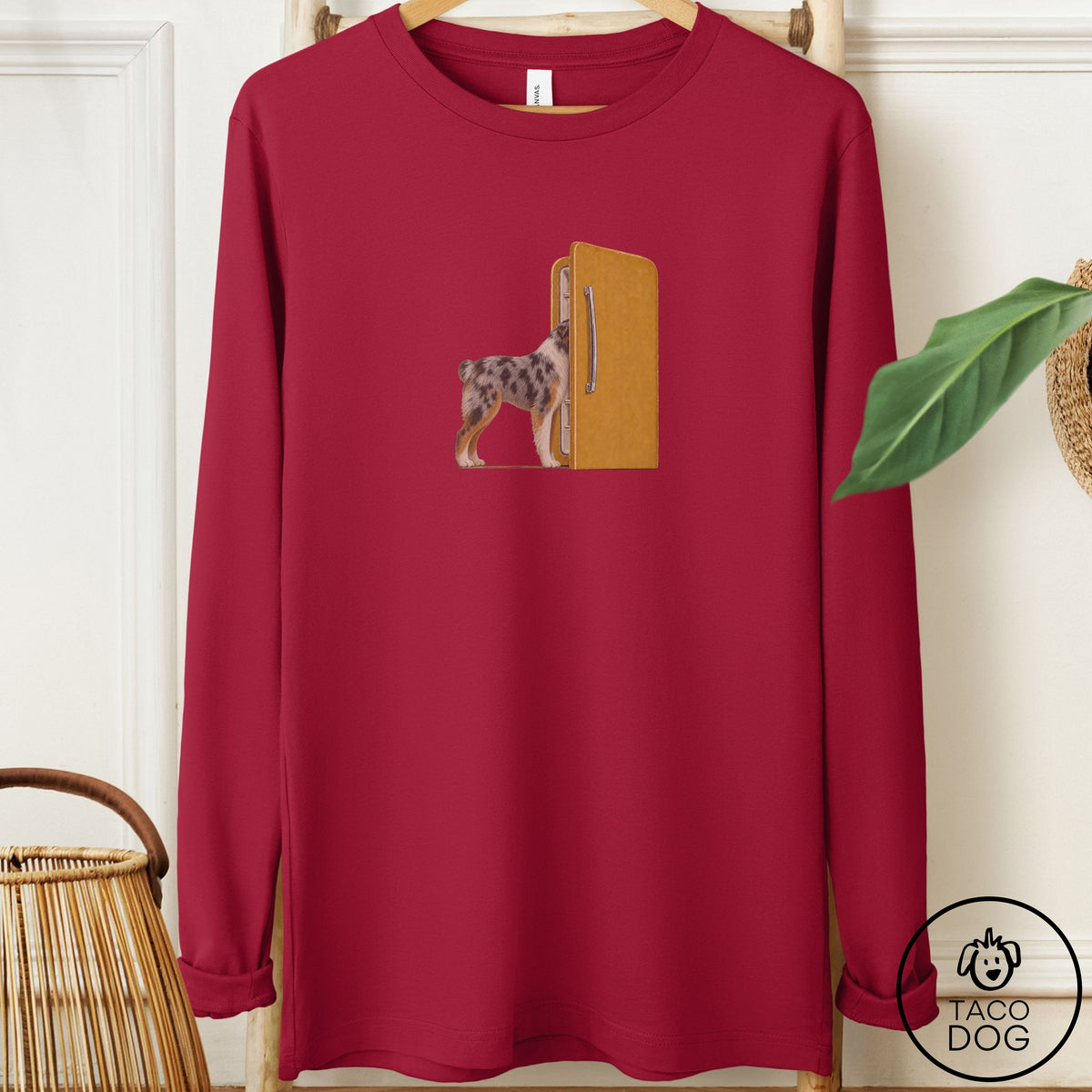 Australian Shepherd Refrigerator Long Sleeve Tee Cardinal Taco-Dog