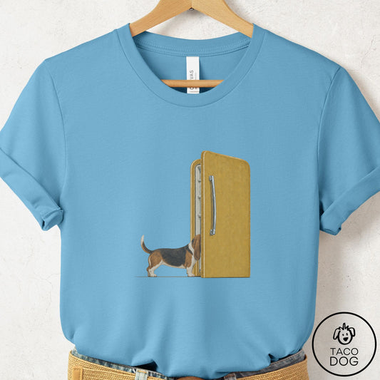 Basset Hound Refrigerator T-Shirt Ocean Blue Taco-Dog