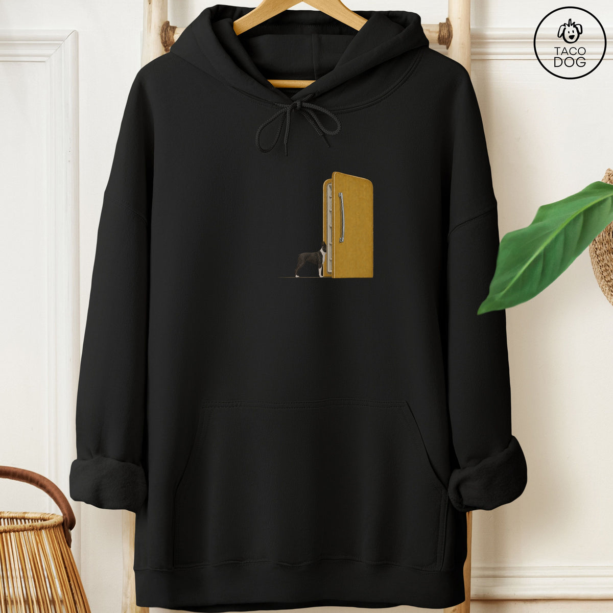 Boston Terrier Refrigerator Hoodie Black Taco-Dog