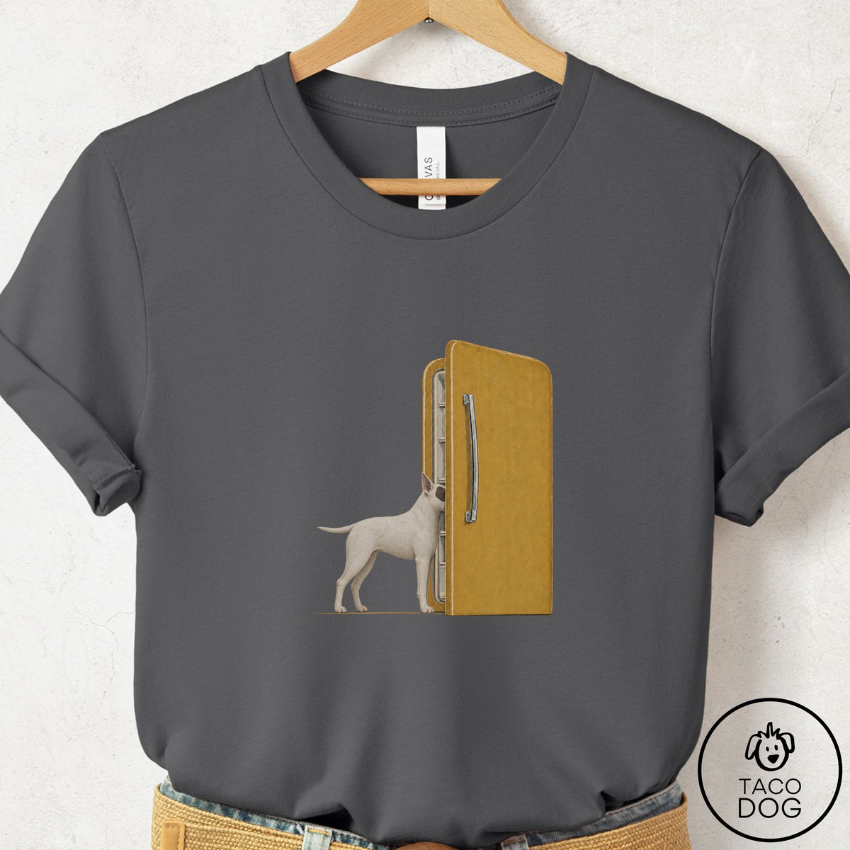 Bull Terrier Refrigerator T-Shirt, design close-up
