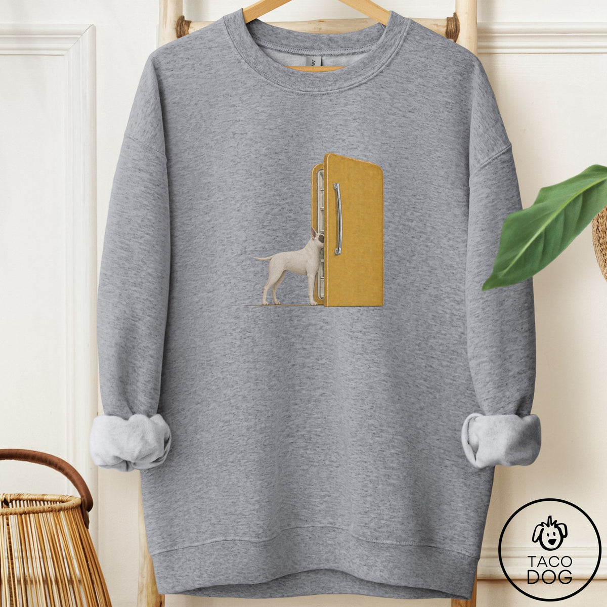 Bull Terrier Refrigerator Sweatshirt Graphite Heather Taco-Dog