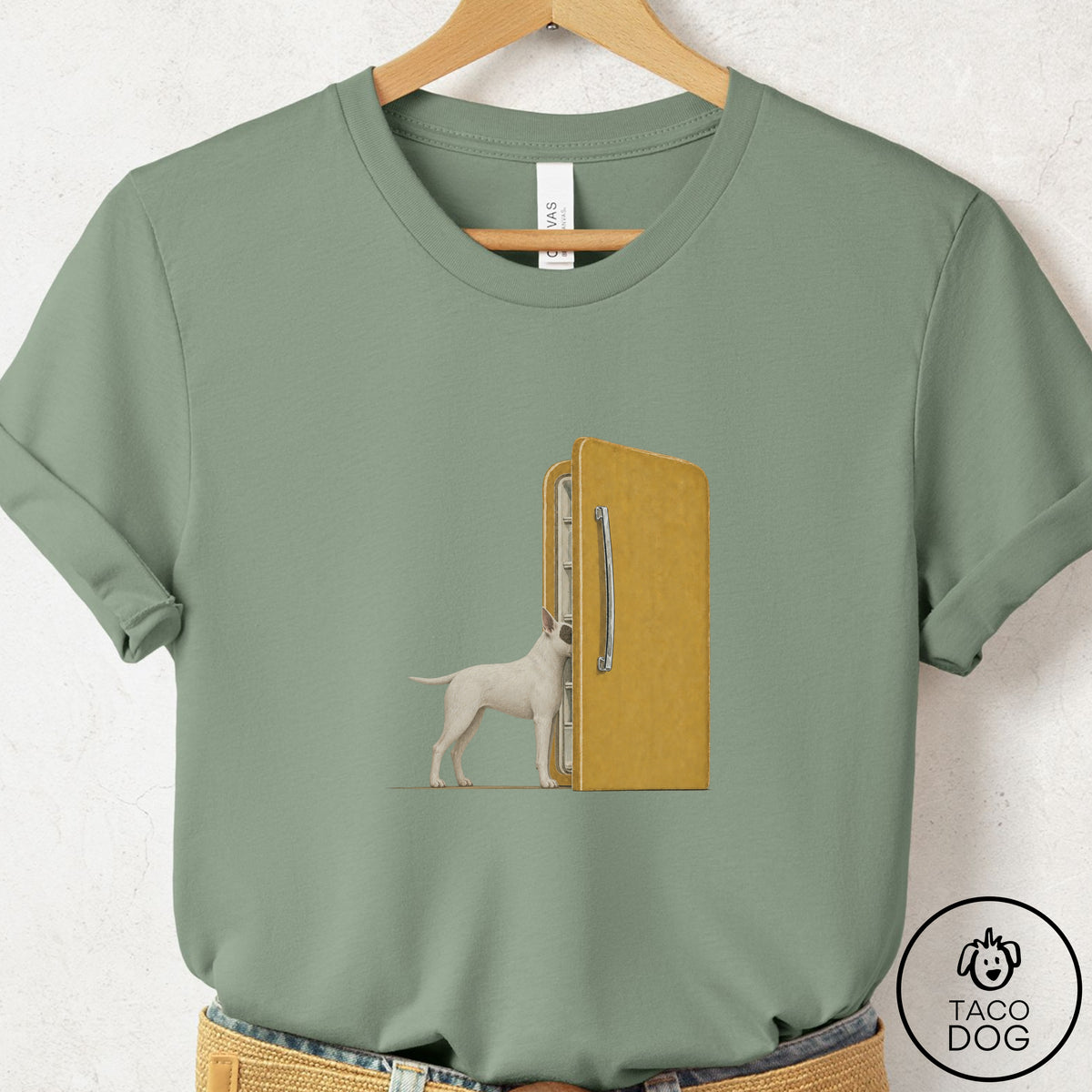 Bull Terrier Refrigerator T-Shirt Sage Taco-Dog