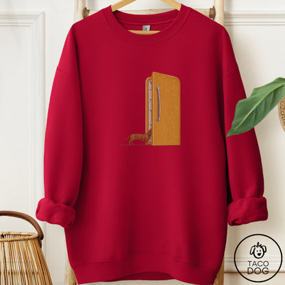 Dachshund Refrigerator Sweatshirt Cardinal Red Taco-Dog
