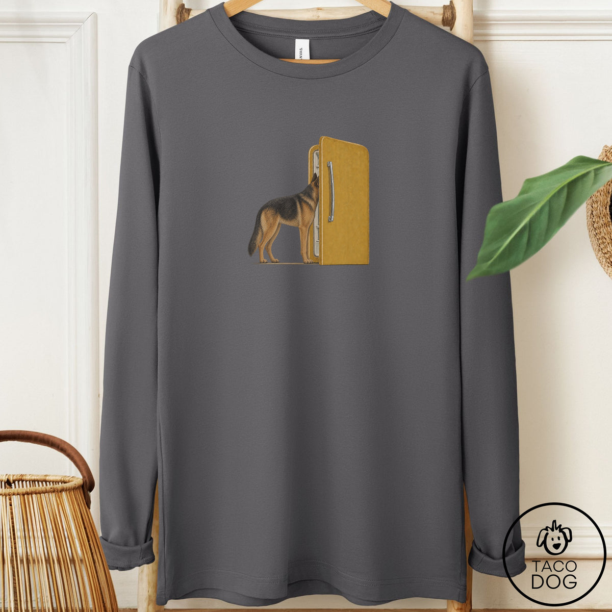 German Shepherd Refrigerator Long Sleeve Tee Asphalt Taco-Dog