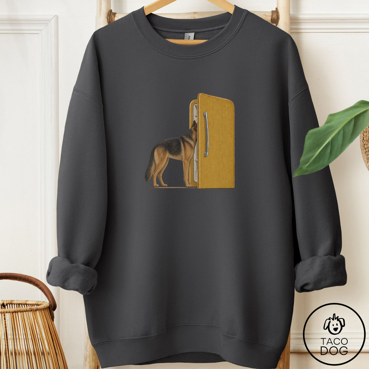 German Shepherd Refrigerator Sweatshirt Charcoal Taco-Dog
