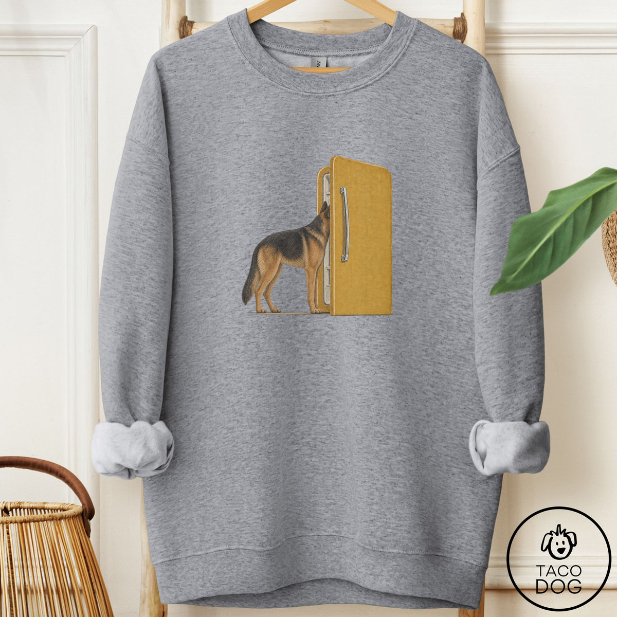 German Shepherd Refrigerator Sweatshirt Graphite Heather Taco-Dog
