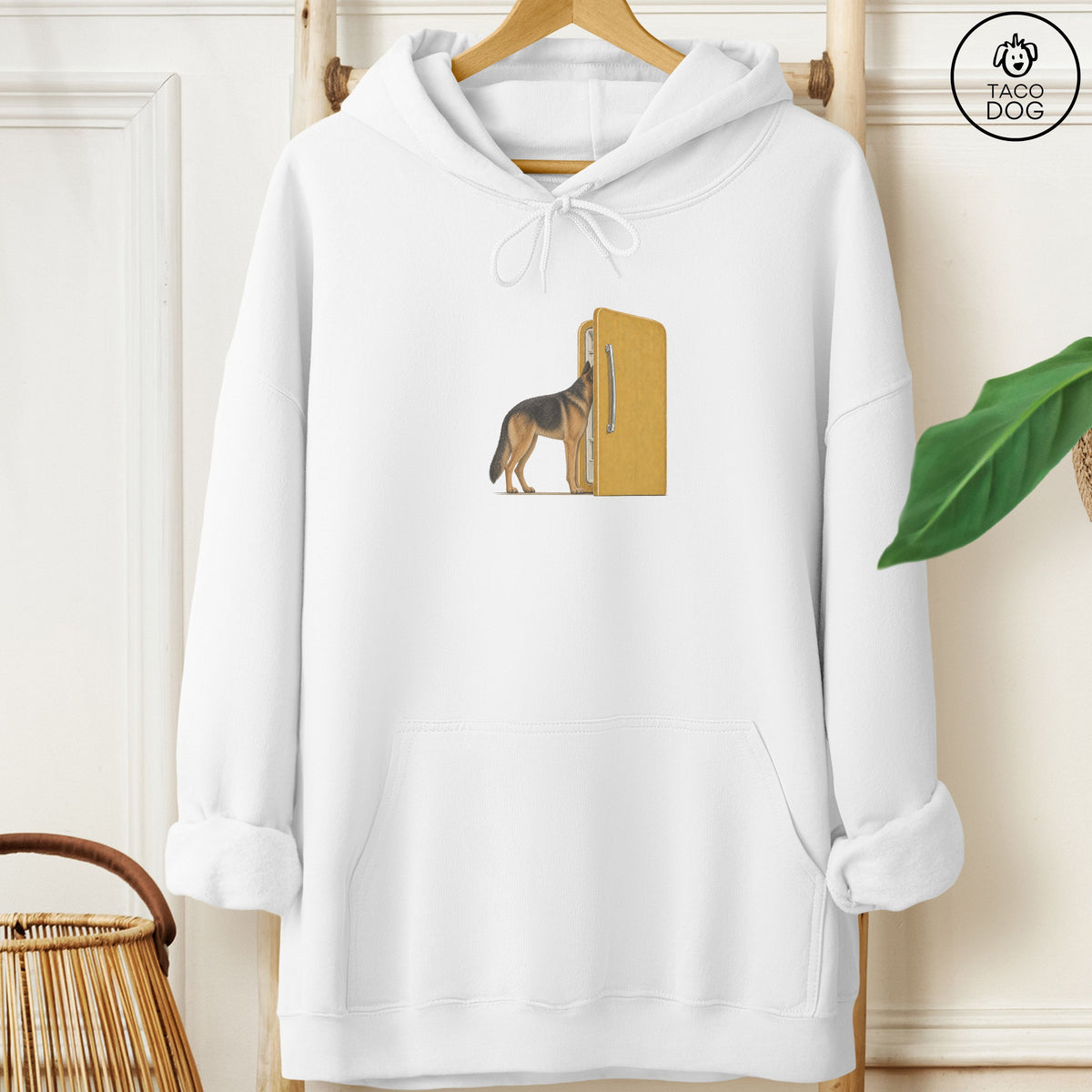 German Shepherd Refrigerator Hoodie White Taco-Dog