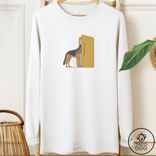 German Shepherd Refrigerator Long Sleeve Tee White Taco-Dog