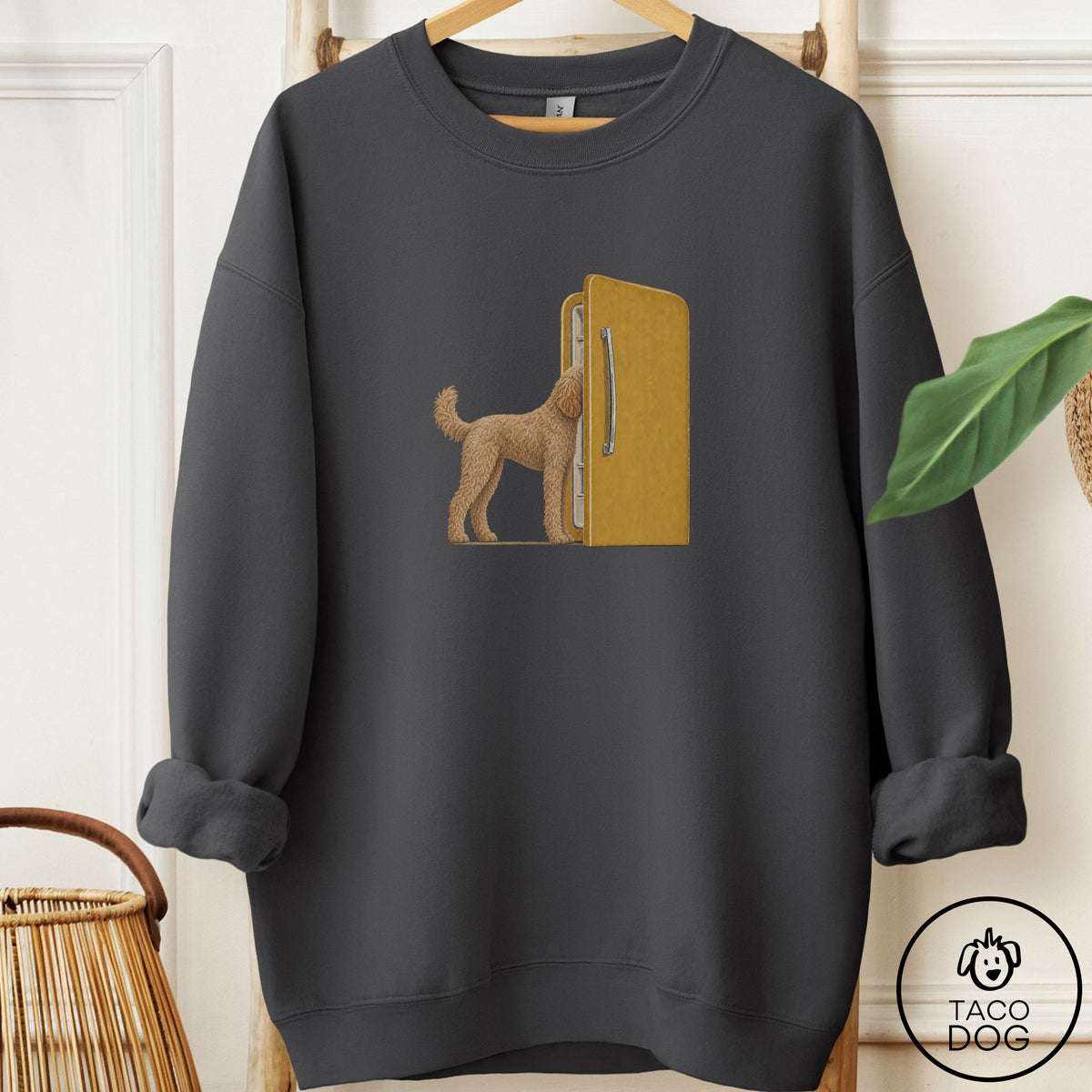 Doodle Refrigerator Sweatshirt Charcoal Taco-Dog