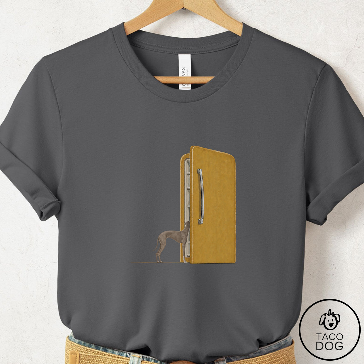 Italian Greyhound Whippet Refrigerator T-Shirt Asphalt Taco-Dog