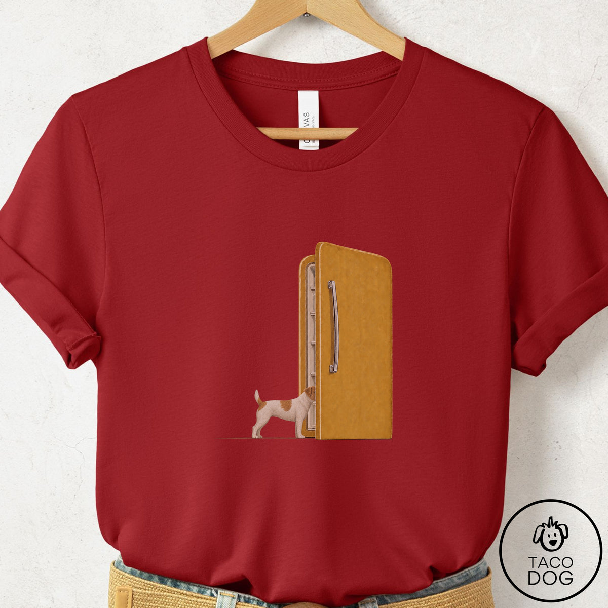 Jack Russell Refrigerator T-Shirt Canvas Red Taco-Dog