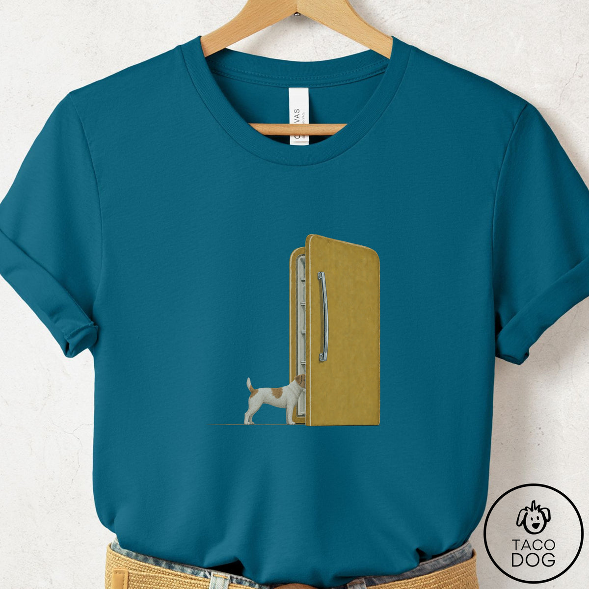 Jack Russell Refrigerator T-Shirt Deep Teal Taco-Dog