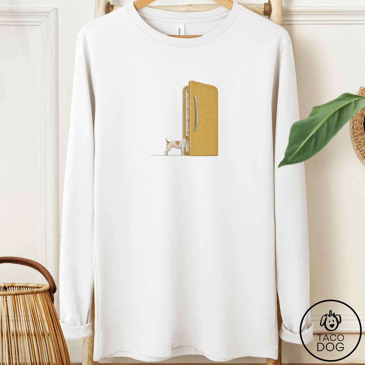 Jack Russell Refrigerator Long Sleeve Tee White Taco-Dog