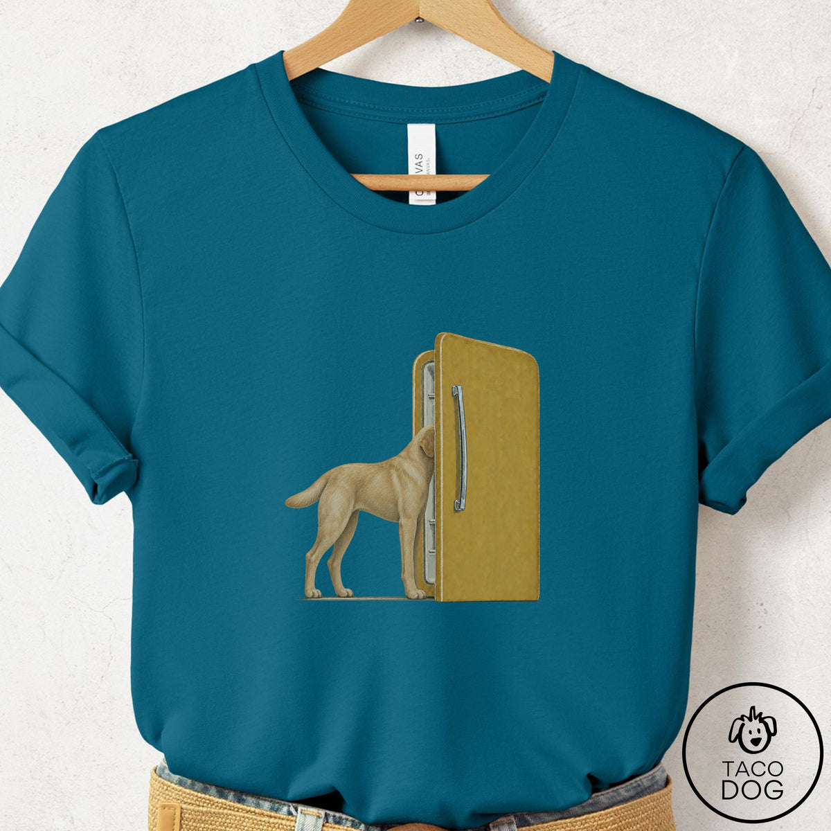 Labrador Retriever Refrigerator T-Shirt Deep Teal Taco-Dog