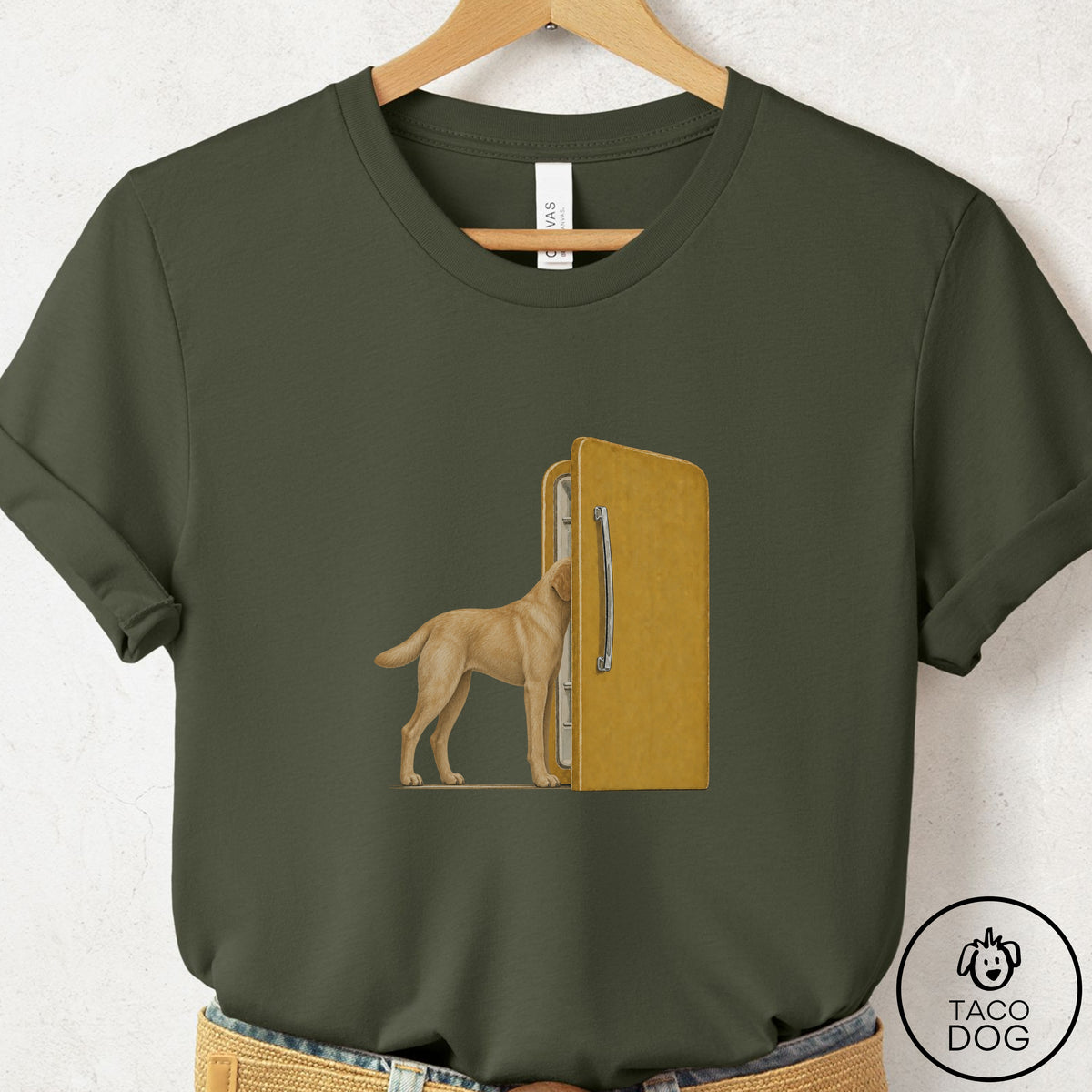 Labrador Retriever Refrigerator T-Shirt Military Green Taco-Dog