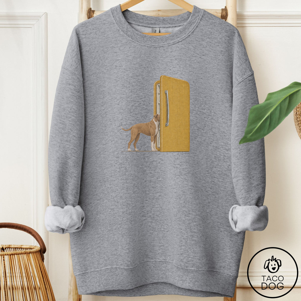Pitbull Refrigerator Sweatshirt Graphite Heather Taco-Dog