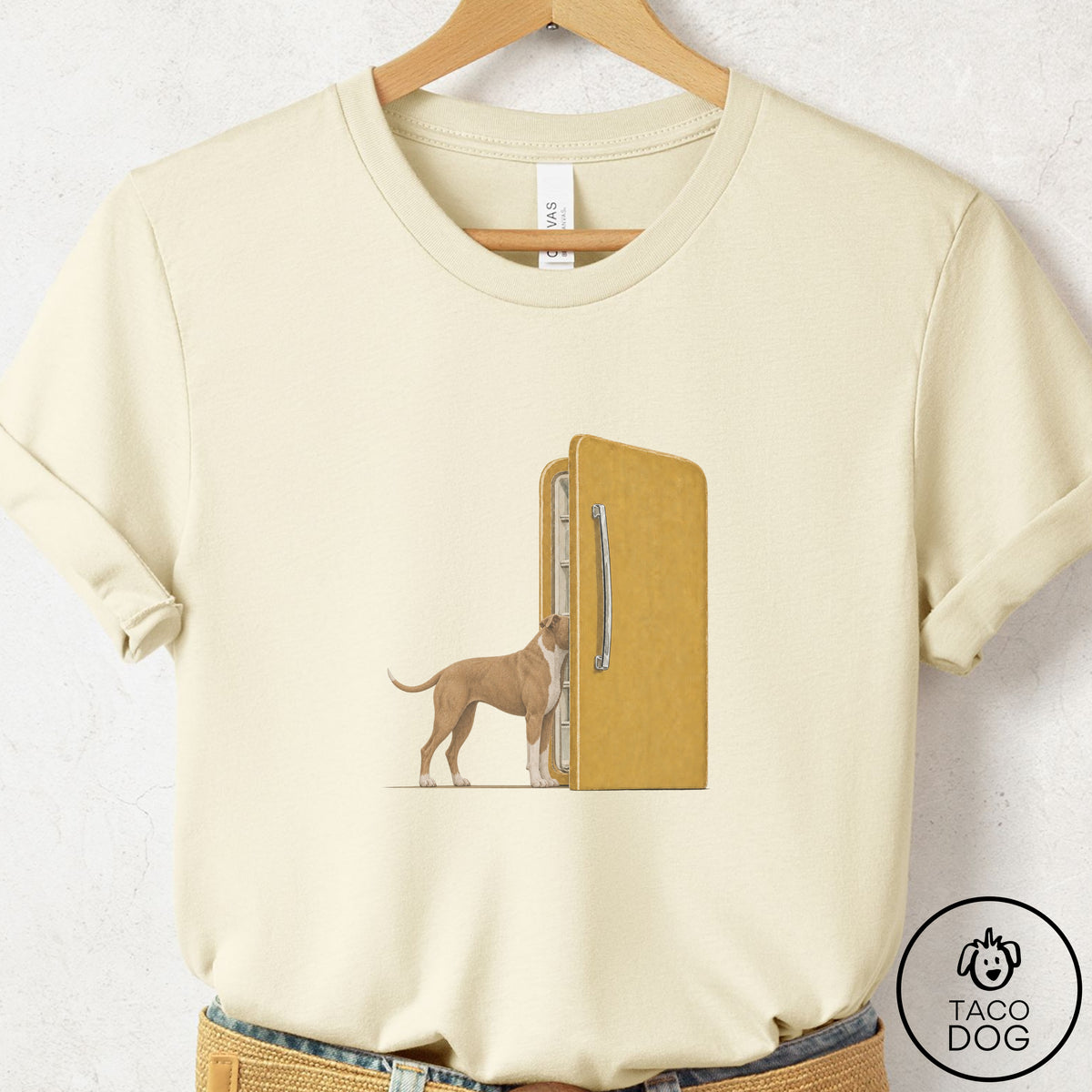 Pitbull Refrigerator T-Shirt Natural Taco-Dog