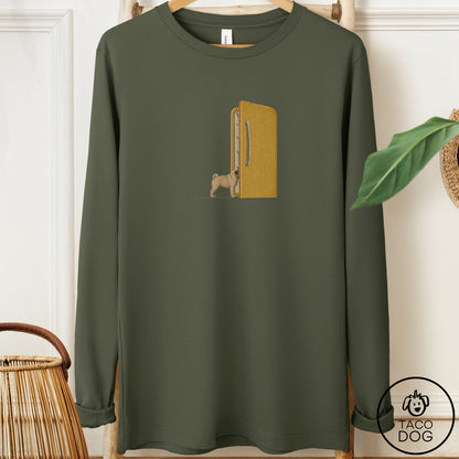 Pug Refrigerator Long Sleeve Tee Military Green Taco-Dog