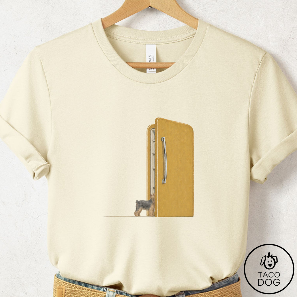 Yorkshire Terrier Yorkie Refrigerator T-Shirt Natural Taco-Dog