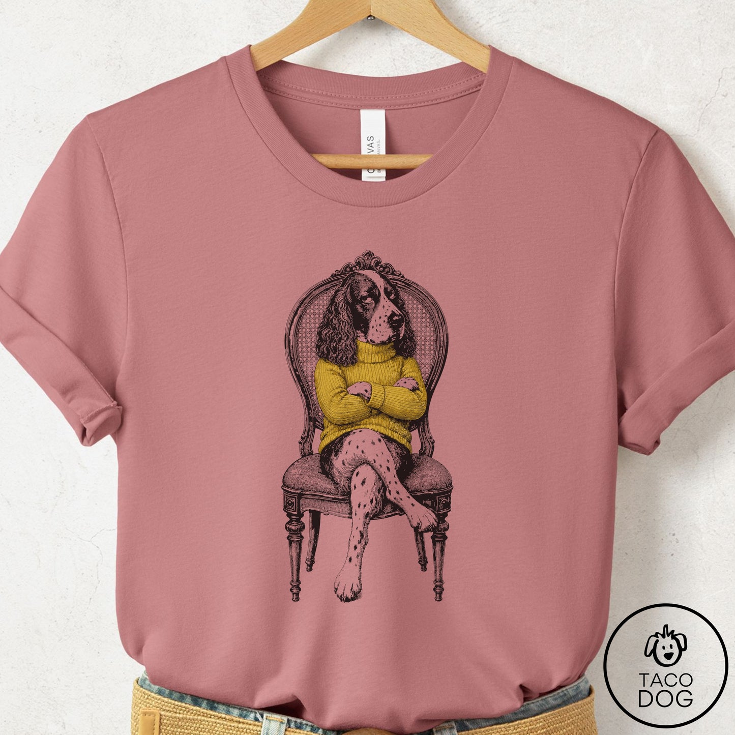 Springer Spaniel Reluctant T-Shirt Mauve Taco-Dog