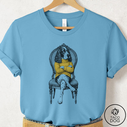 Springer Spaniel Reluctant T-Shirt Ocean Blue Taco-Dog