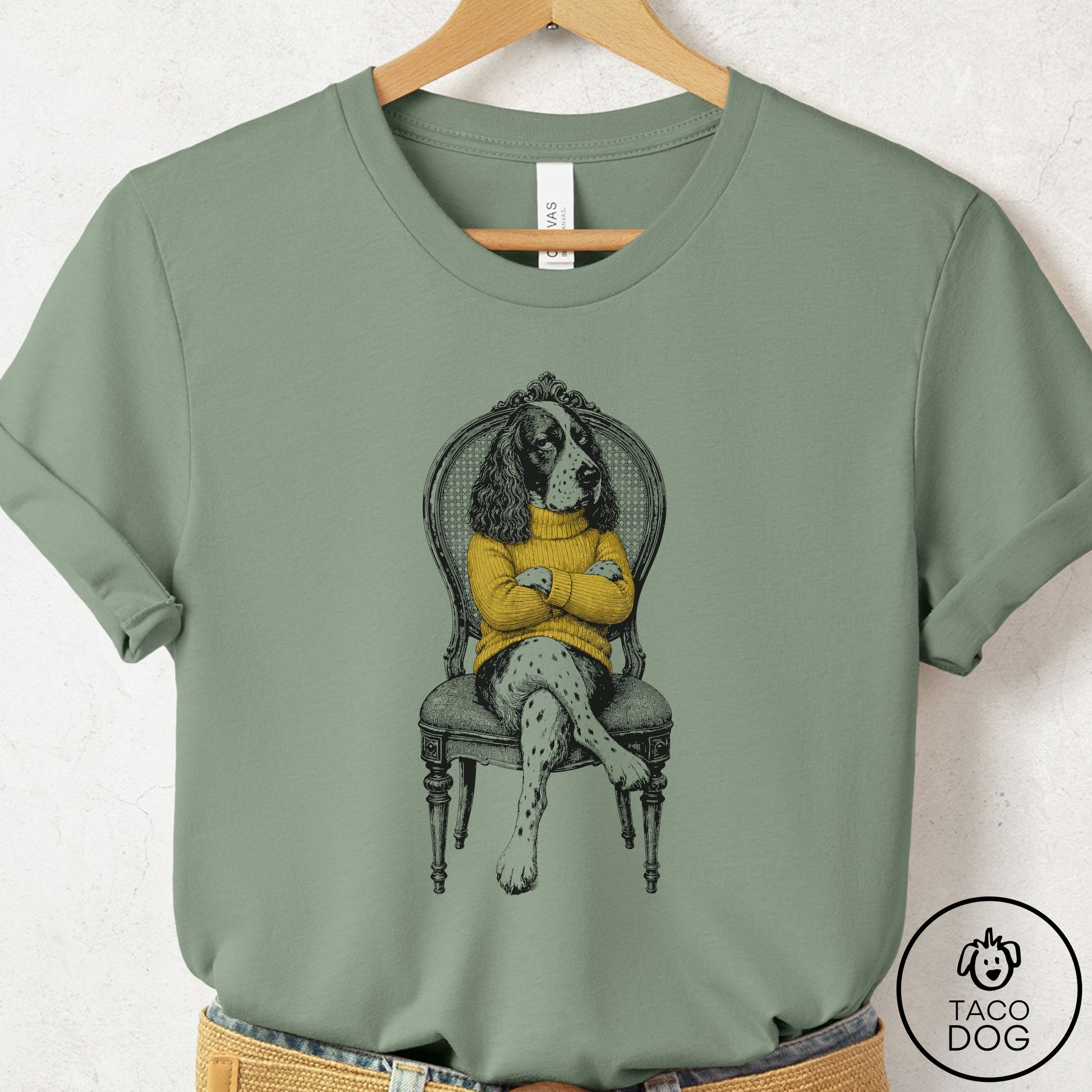Springer Spaniel Reluctant T-Shirt Sage Taco-Dog