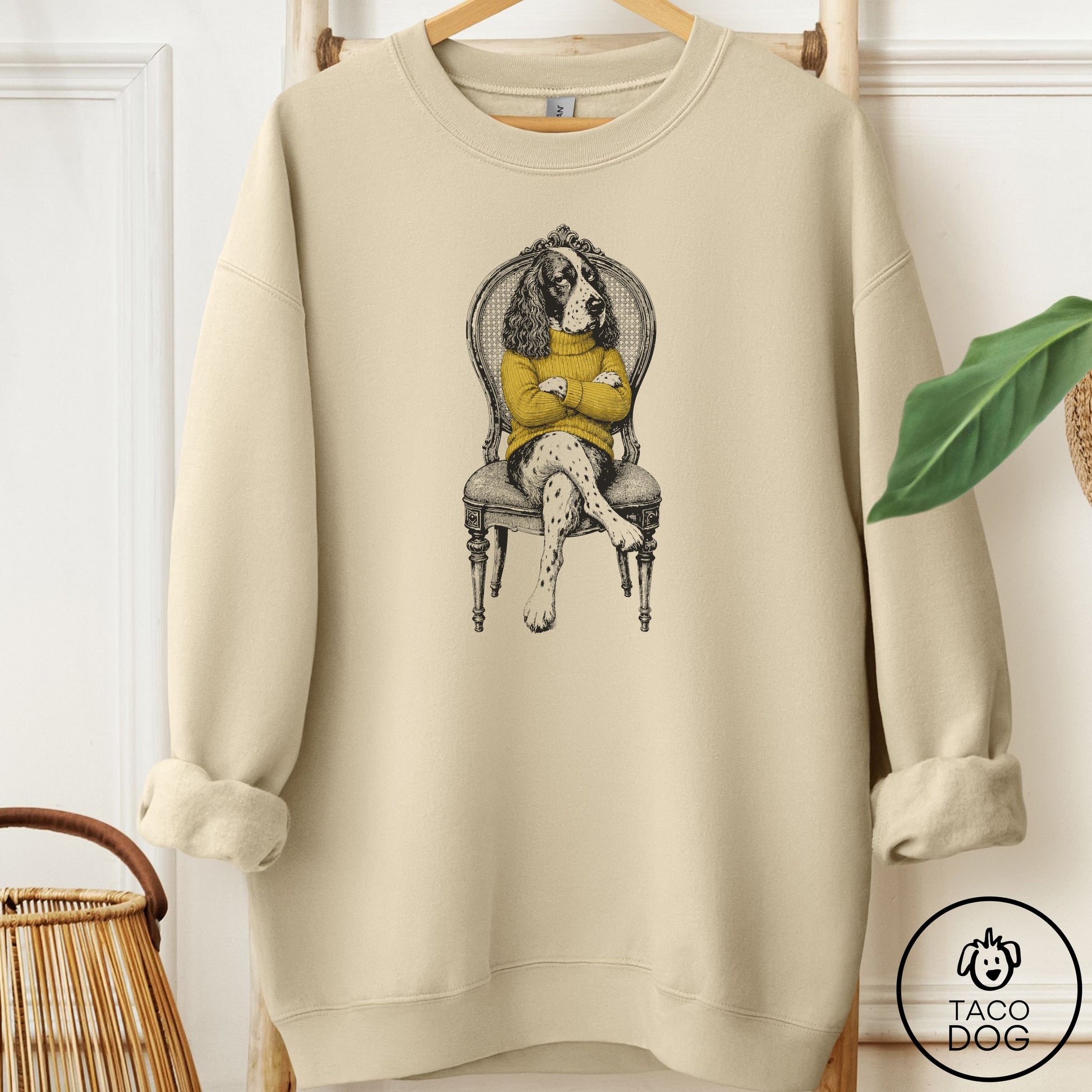 Springer Spaniel Reluctant Sweatshirt Sand Taco-Dog