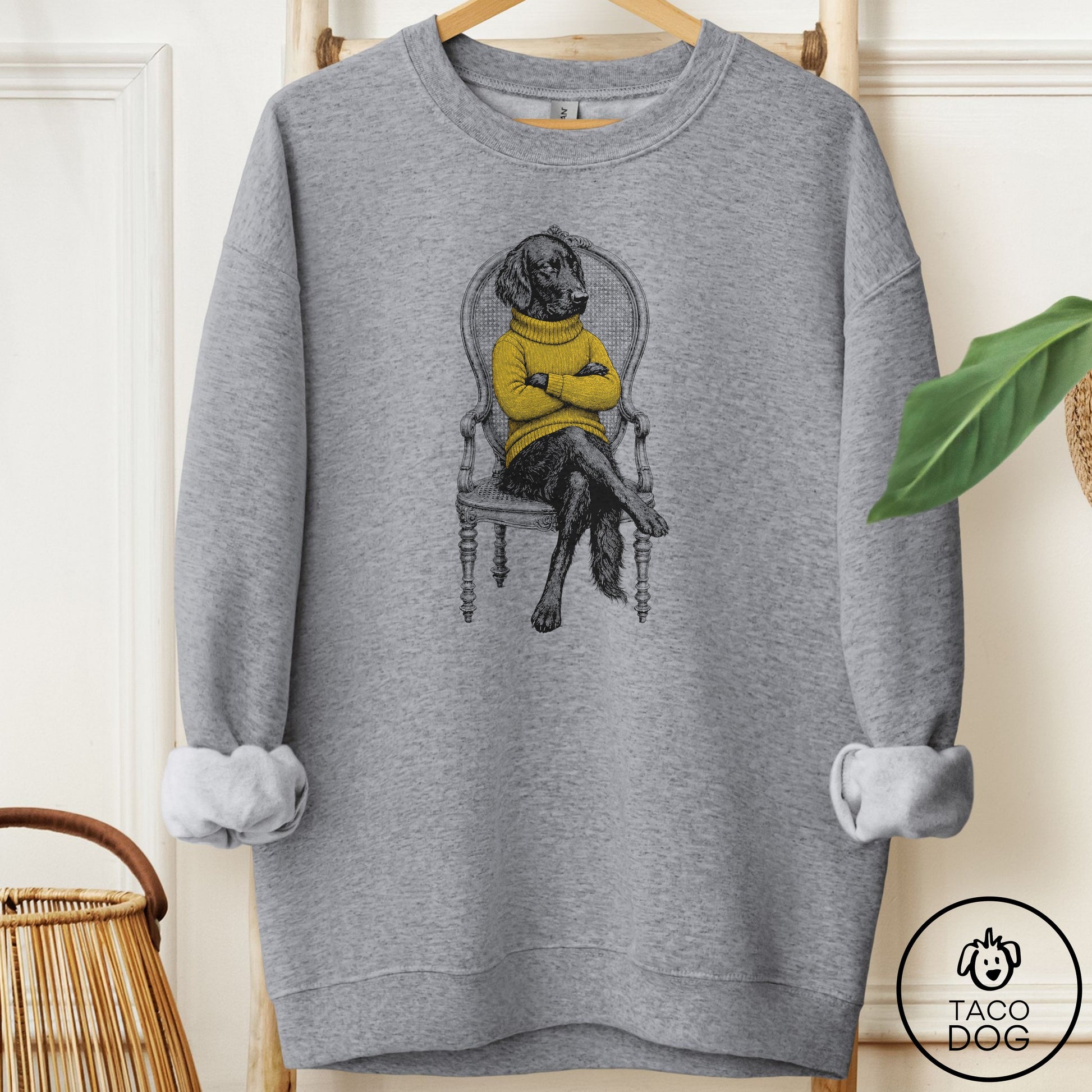 Flat-Coated Retriever Reluctant Sweatshirt Graphite Heather Taco-Dog