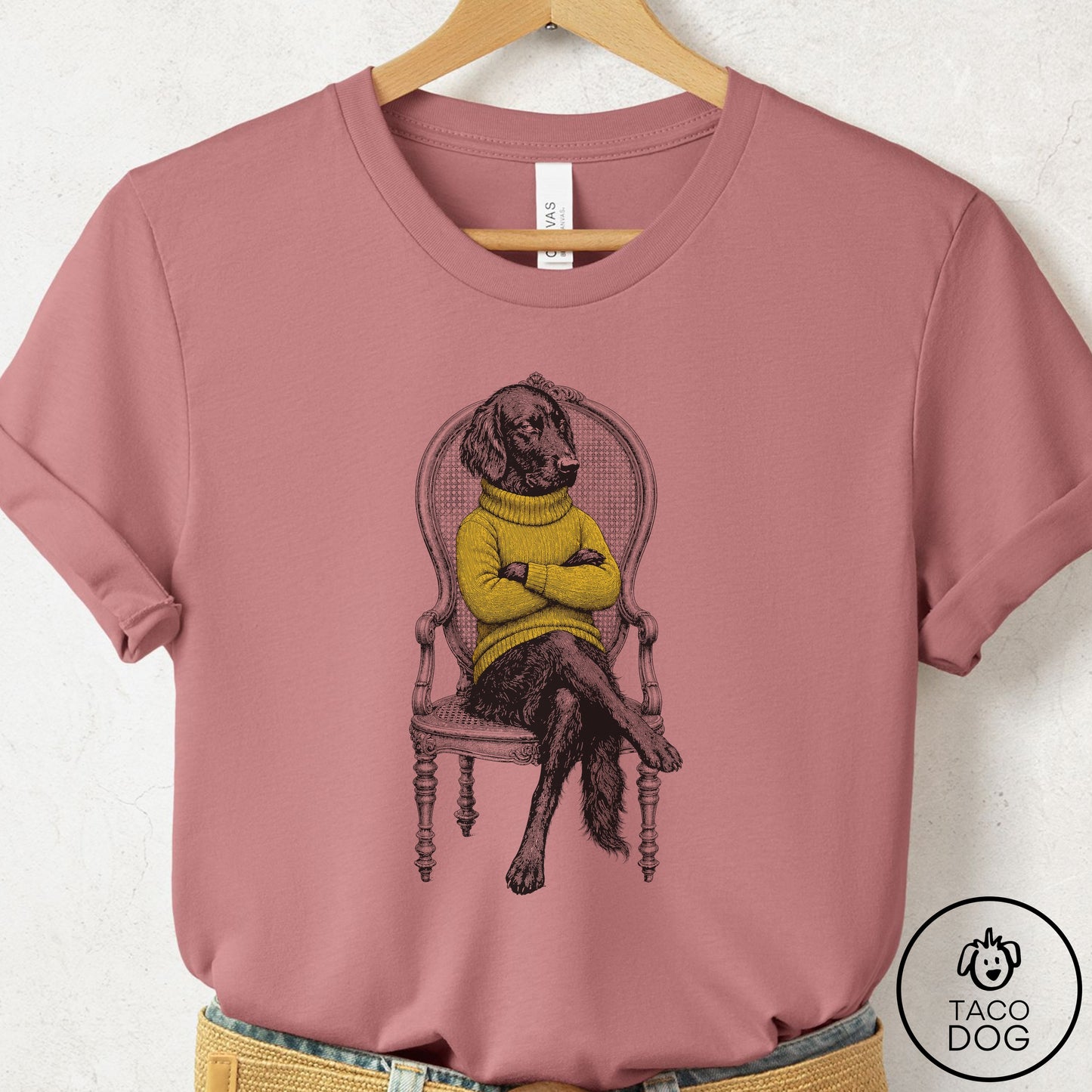 Flat-Coated Retriever Reluctant T-Shirt Mauve Taco-Dog