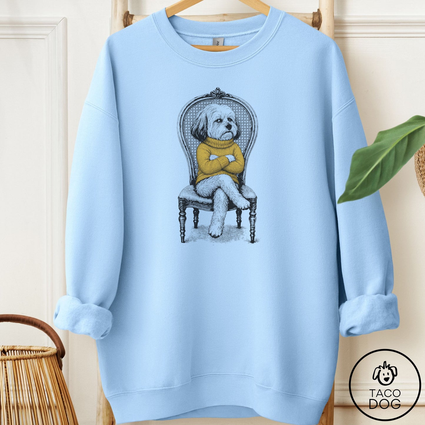 Havanese Reluctant Sweatshirt Light Blue Taco-Dog