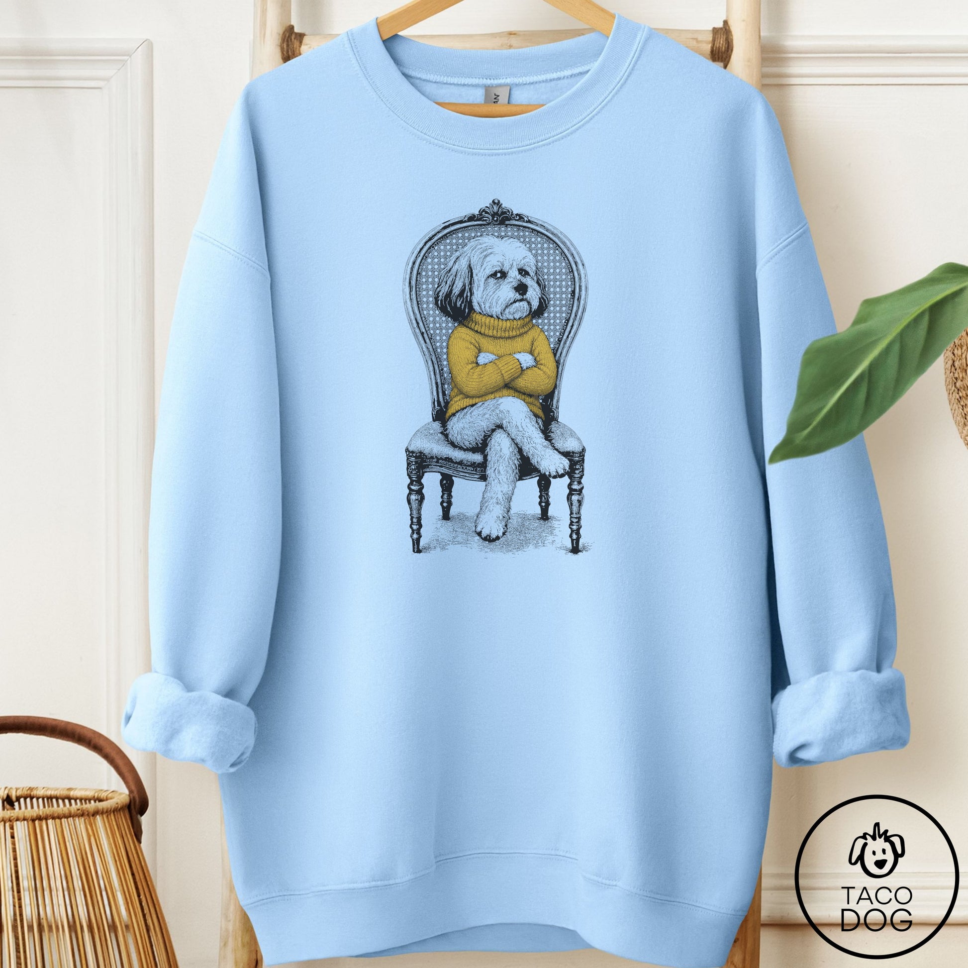 Havanese Reluctant Sweatshirt Light Blue Taco-Dog