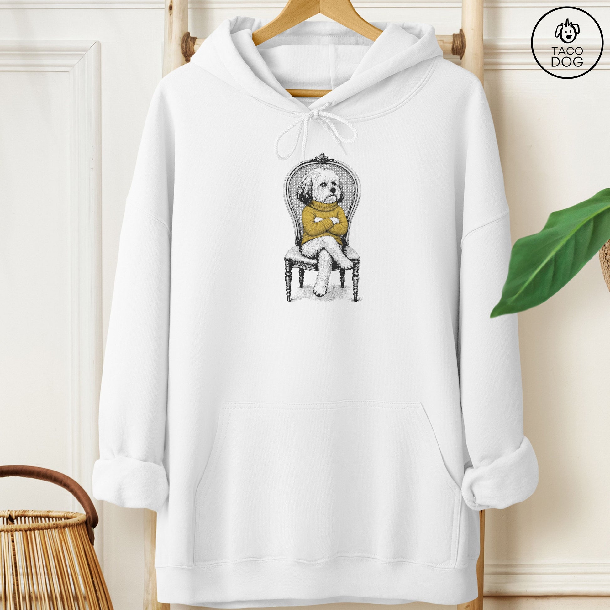 Havanese Reluctant Hoodie White Taco-Dog