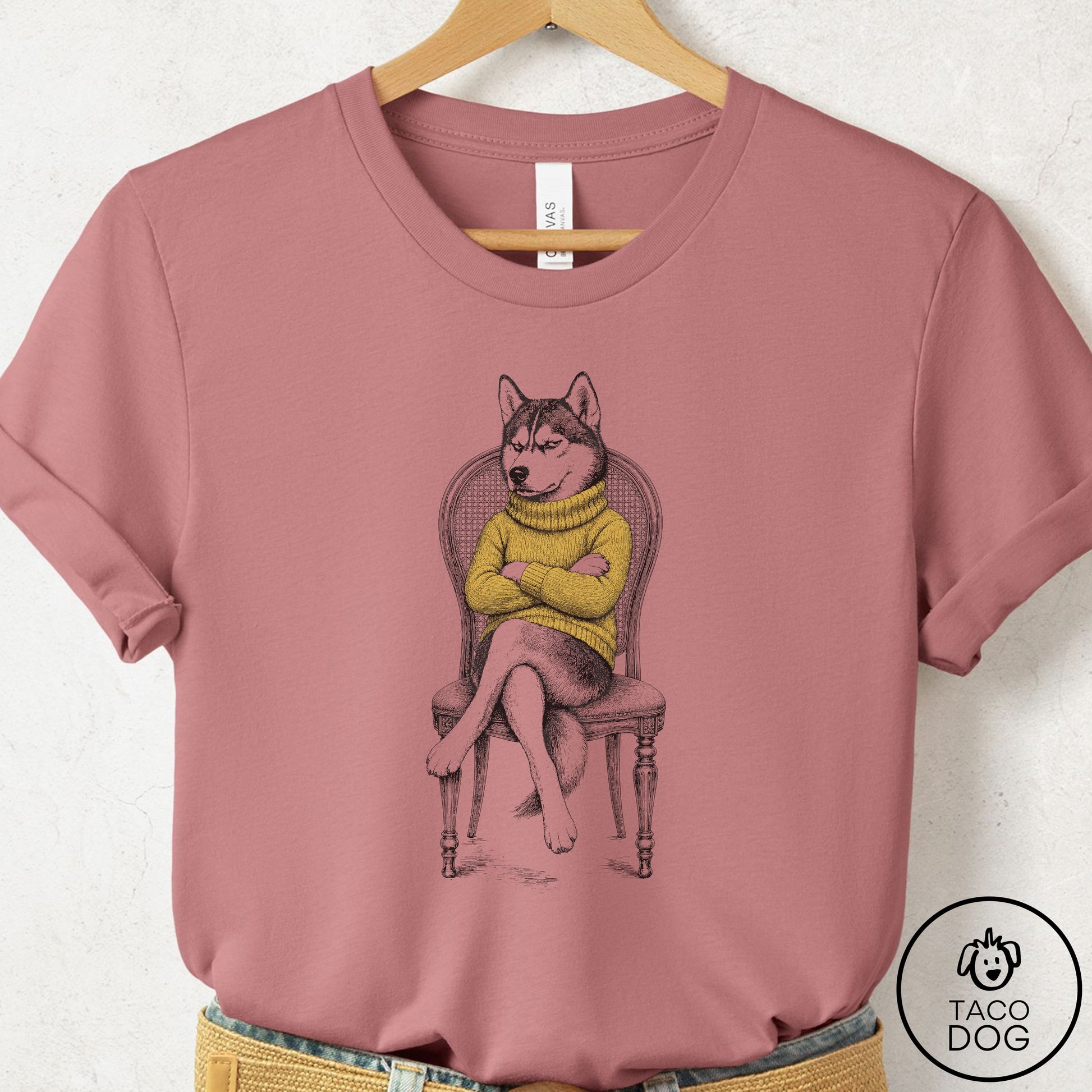 Husky Reluctant T-Shirt Mauve Taco-Dog