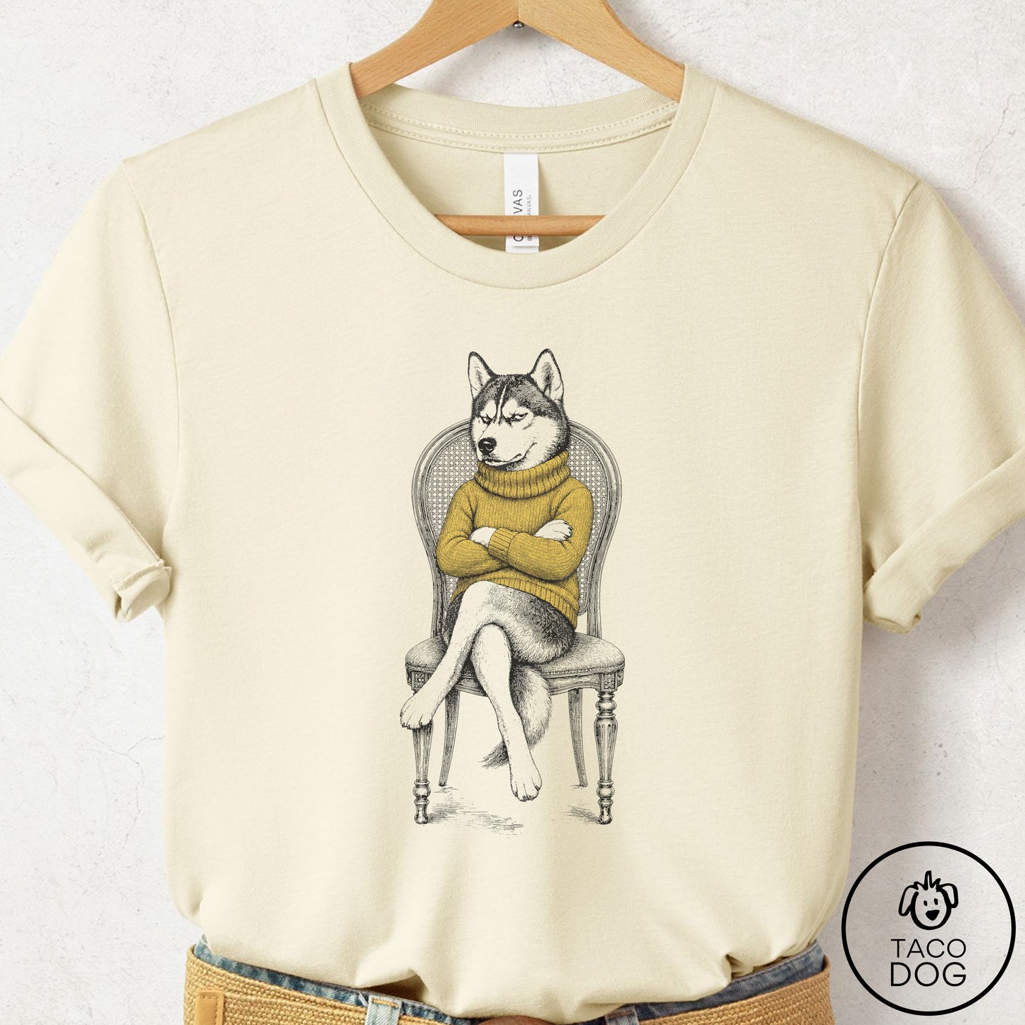 Husky Reluctant T-Shirt Natural Taco-Dog