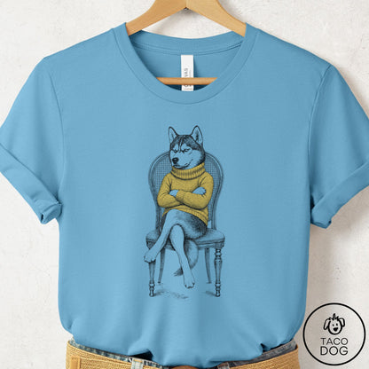Husky Reluctant T-Shirt Ocean Blue Taco-Dog