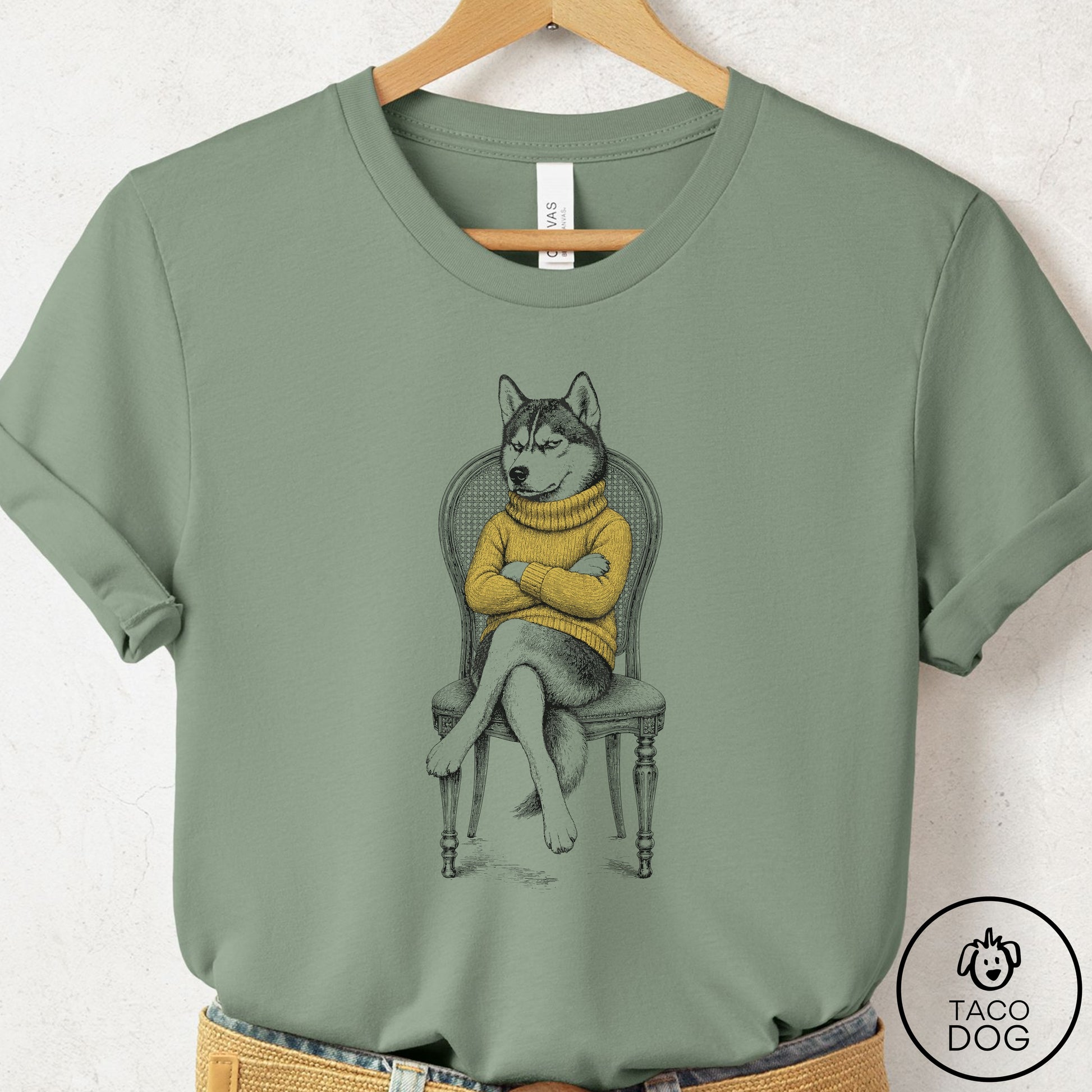 Husky Reluctant T-Shirt Sage Taco-Dog
