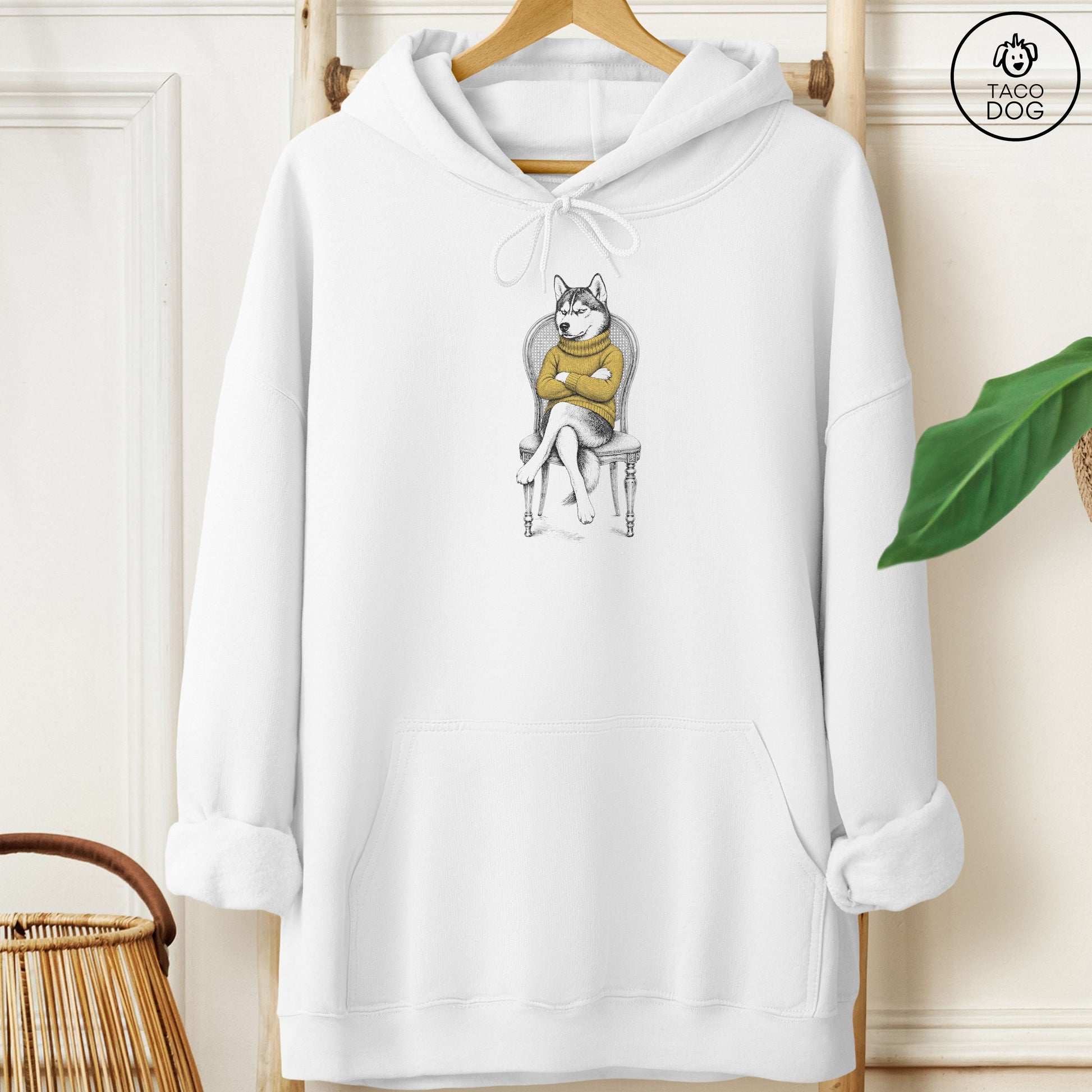 Husky Reluctant Hoodie White Taco-Dog
