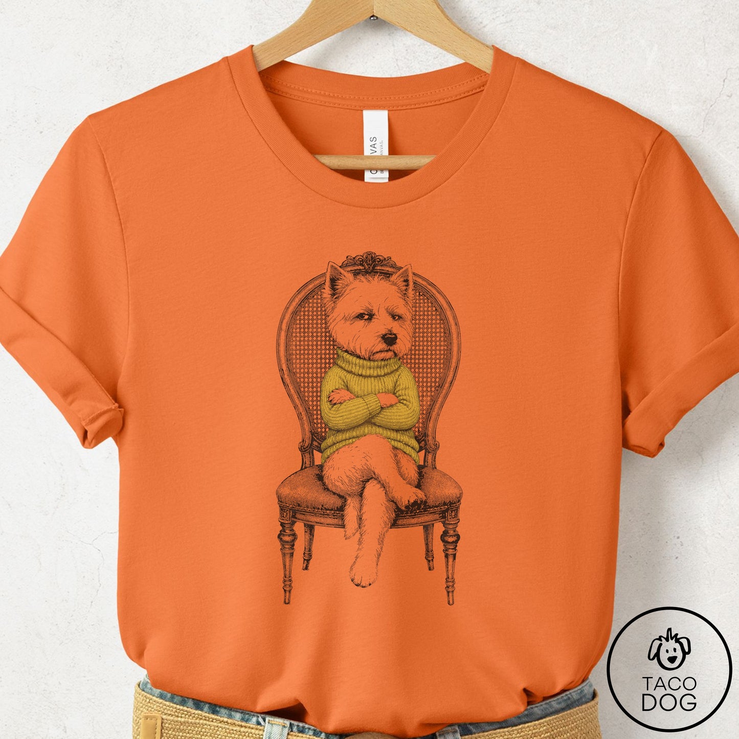 Westie Reluctant T-Shirt Burnt Orange Taco-Dog