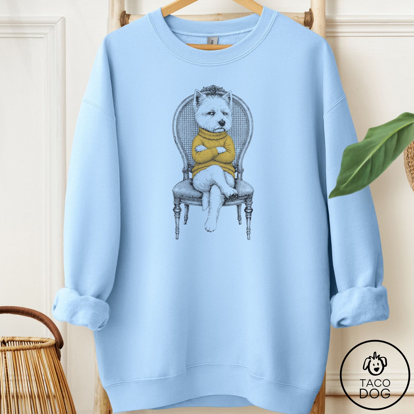 Westie Reluctant Sweatshirt Light Blue Taco-Dog