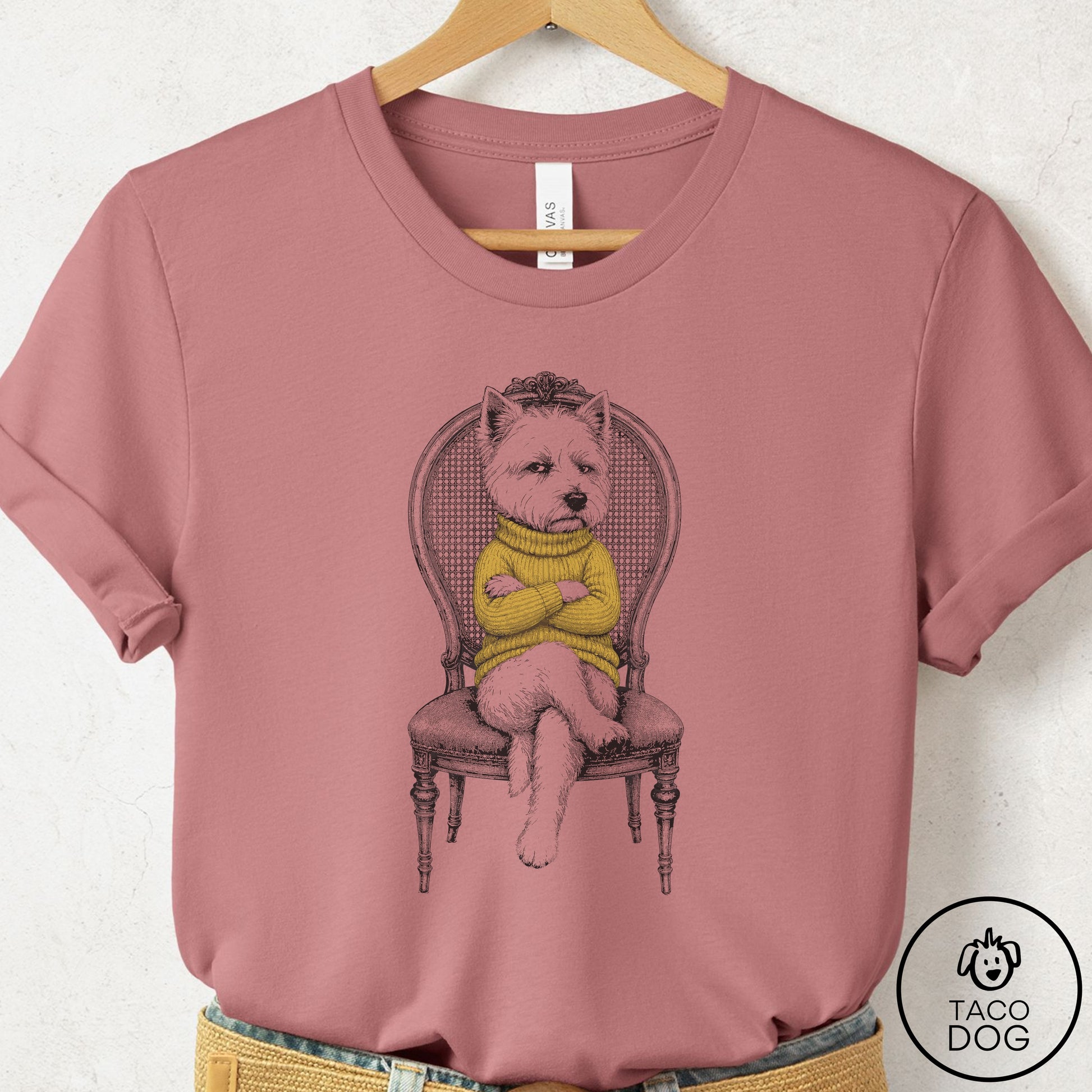 Westie Reluctant T-Shirt Mauve Taco-Dog
