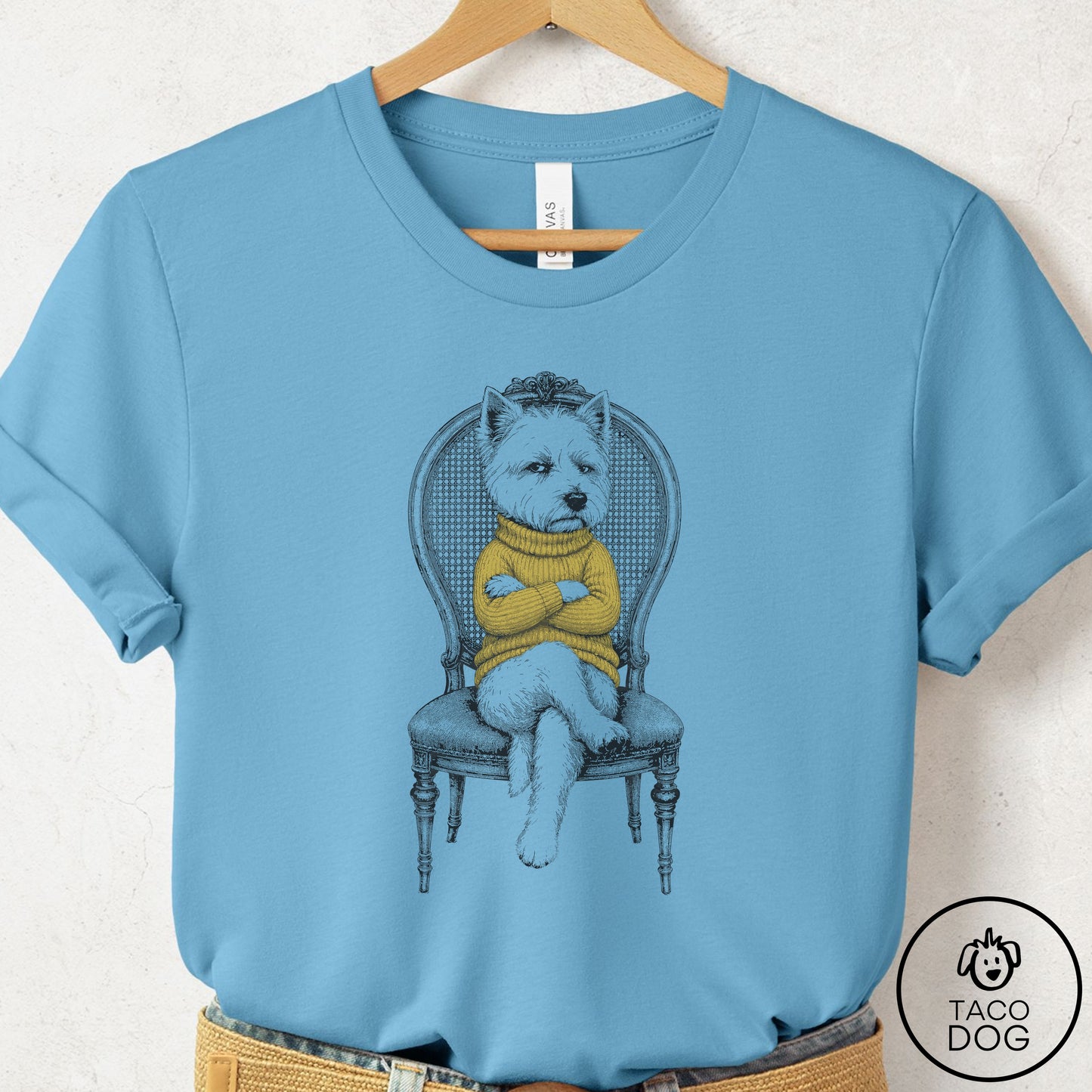 Westie Reluctant T-Shirt Ocean Blue Taco-Dog