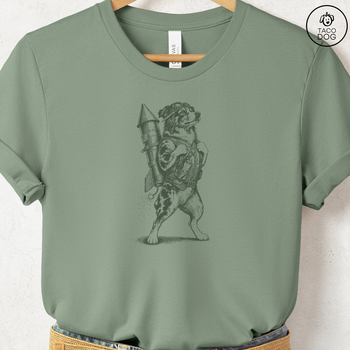 Australian Shepherd Rocket Dog T-Shirt
