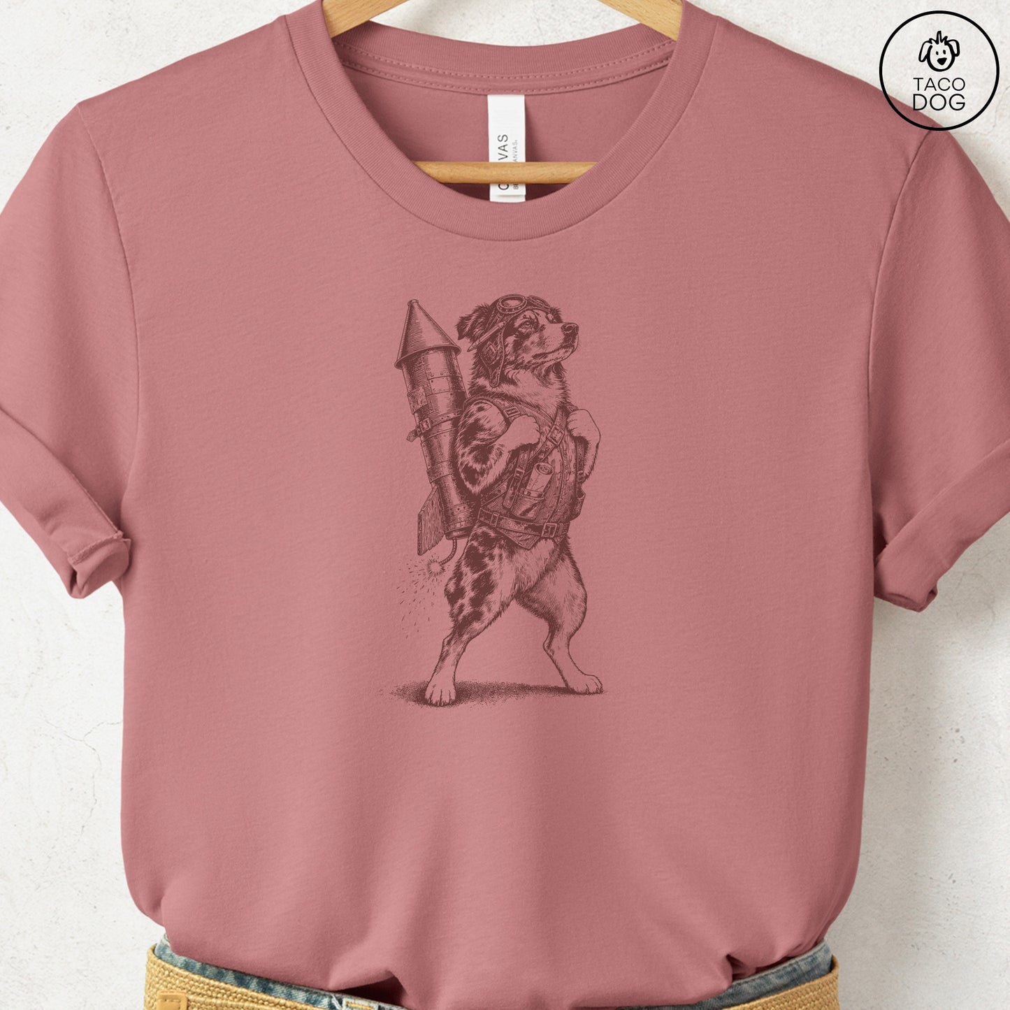 Australian Shepherd Rocket Dog T-Shirt